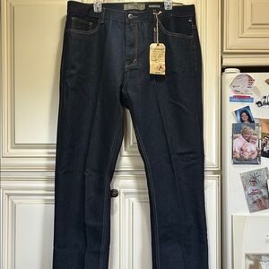 Vintage Genes Men's Deep Indigo Slim Straight Jeans